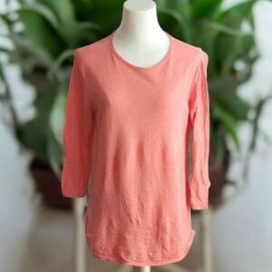 J. Jill Coral Pink Linen & Cotton Quarter Sleeve Blouse Size Medium